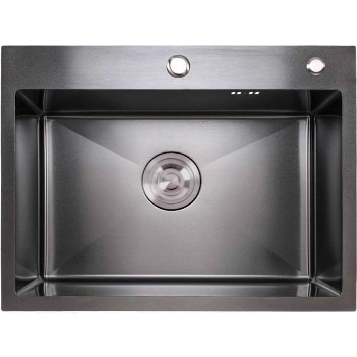Мийка кухонна VALESO Handmade PVD чорна BLACK GLASS 60x45